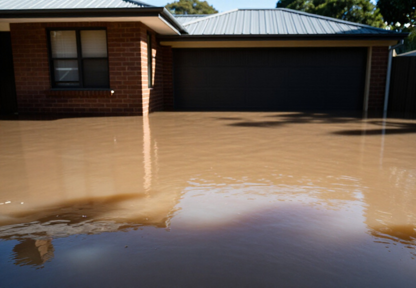 Before and After Flood Cleanup in Denistone